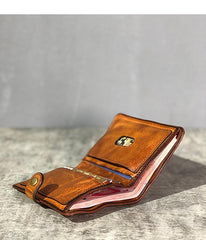 Vintage Handmade Black Leather Mens billfold Leather Wallet Men Tan Bifold Small Wallets for Men