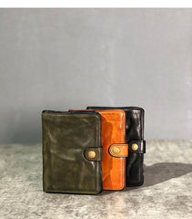 Vintage Handmade Black Leather Mens billfold Leather Wallet Men Tan Bifold Small Wallets for Men