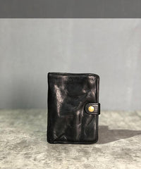 Vintage Handmade Black Leather Mens billfold Leather Wallet Men Tan Bifold Small Wallets for Men