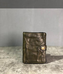 Vintage Handmade Black Leather Mens billfold Leather Wallet Men Tan Bifold Small Wallets for Men