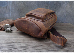 Vintage Large Brown Leather Mens Sling Bag - Lifestyle View