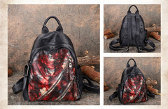 Vintage Dark Gray Leather Rucksack Womens Best School Backpack Ladies Leather Backpack Purses