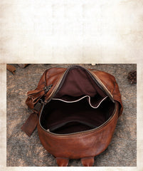 Vintage Dark Gray Leather Rucksack Womens Best School Backpack Ladies Leather Backpack Purses