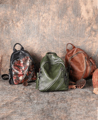 Vintage Leather Rucksack Womens Best School Backpack Ladies Leather Backpack Purses