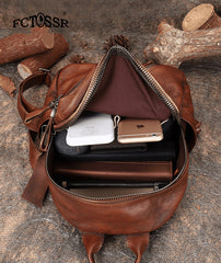 Vintage Dark Gray Leather Rucksack Womens Best School Backpack Ladies Leather Backpack Purses