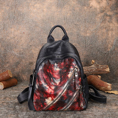 Vintage Dark Gray Leather Rucksack Womens Best School Backpack Ladies Leather Backpack Purses
