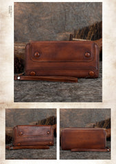 Vintage Red Leather Wristlet Wallets Womens Zip - Lifestyle View