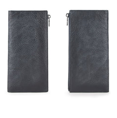 Vintage MENS LEATHER Brown Bifold LONG WALLET Gray Slim Long WALLET FOR MEN