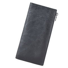 Vintage MENS LEATHER Brown Bifold LONG WALLET Gray Slim Long WALLET FOR MEN
