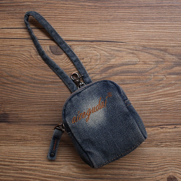 Vintage Mens Blue Denim Mini Pouch Denim - Back View
