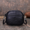 Vintage Small Leather Womens Round Shoulder Bag Handmade Around Crossbody Purse for Ladies