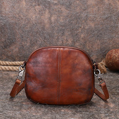 Vintage Small Leather Womens Round Red Shoulder - Interior View