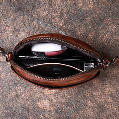 Vintage Small Leather Womens Round Green Shoulder - Size Detail