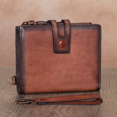 Vintage Gray Leather Small Wristlet Wallet Womens - Lifestyle View