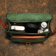 Vintage Leather Womens Square Satchels Shoulder Bags - Leather Texture Detail