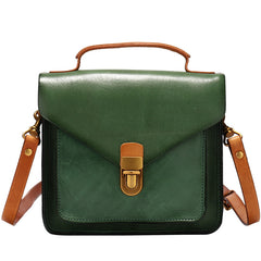 Vintage Tan Leather Womens Square Satchel Shoulder - Overall View