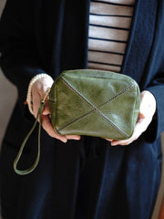 Vintage Tan Leather Wristlet Wallet Zipper Clutch Wallet  Womens Tan Ladies Zip Around Wallets for Women