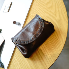 Vintage Women Red Leather Billfold Wallet Lace Coin Wallet Change Wallet For Women