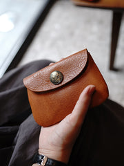 Vintage Women Brown Leather Billfold Wallet Slim Coin Wallets Headphone Case Cord Organizer For Women