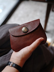 Vintage Women Brown Leather Billfold Wallet Slim Coin Wallets Headphone Case Cord Organizer For Women