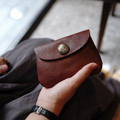 Vintage Women Brown Leather Billfold Wallet Slim Coin Wallets Headphone Case Cord Organizer For Women