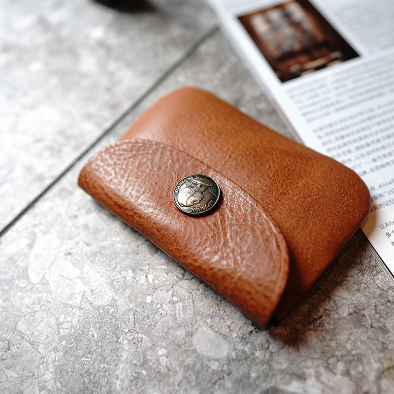 Vintage Women Brown Leather Billfold Wallet Slim Coin Wallets Headphone Case Cord Organizer For Women