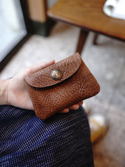 Vintage Women Brown Leather Billfold Wallet Slim Coin Wallets Headphone Case Cord Organizer For Women