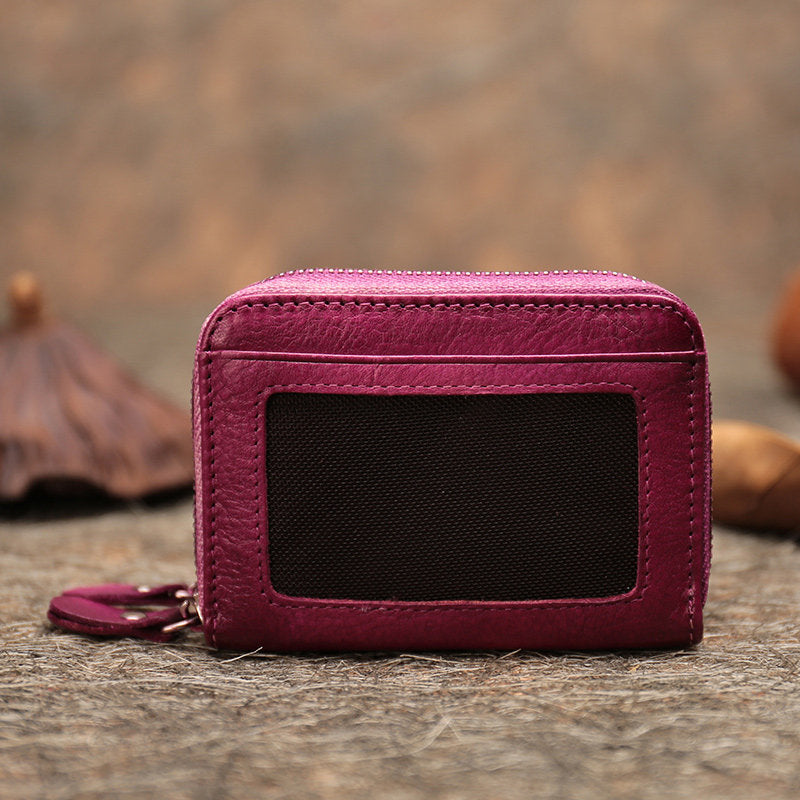Vintage Women Leather Card Holders Small Double - Size Detail