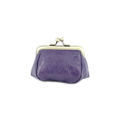 Vintage Women Purple Leather Coin Wallet Frame Clasp Coin Pouch Change Wallet For Women