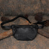 Vintage Women Leather Waist Bag Green Fanny - Stitching Detail
