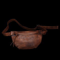 Vintage Women Leather Waist Bag Green Fanny Pack Handmade Hip Packs for Women
