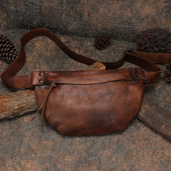 Vintage Women Leather Waist Bag Brown Fanny Pack Handmade Hip Packs for Women