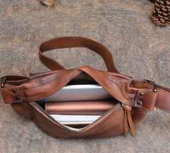 Vintage Women Leather Waist Bag Green Fanny Pack Handmade Hip Packs for Women
