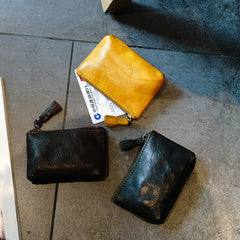 Vintage Women Mini Leather Zip Coin Pouch Small Coin Wallet Change Wallet For Women