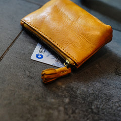 Vintage Women Mini Leather Zip Coin Pouch Small Coin Wallet Change Wallet For Women