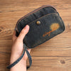 Vintage Womens Black Denim Wristlet Card Purse Denim Wristlet Coin Key Wallet for Women