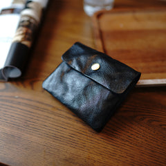 Vintage Womens Red Leather Billfold Wallet Small Wallet with Coin Pocket Mini Envelope Wallet for Ladies