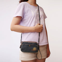 Vintage Womens Blue Denim Phone Shoulder Bag Denim Crossbody Purse for Women