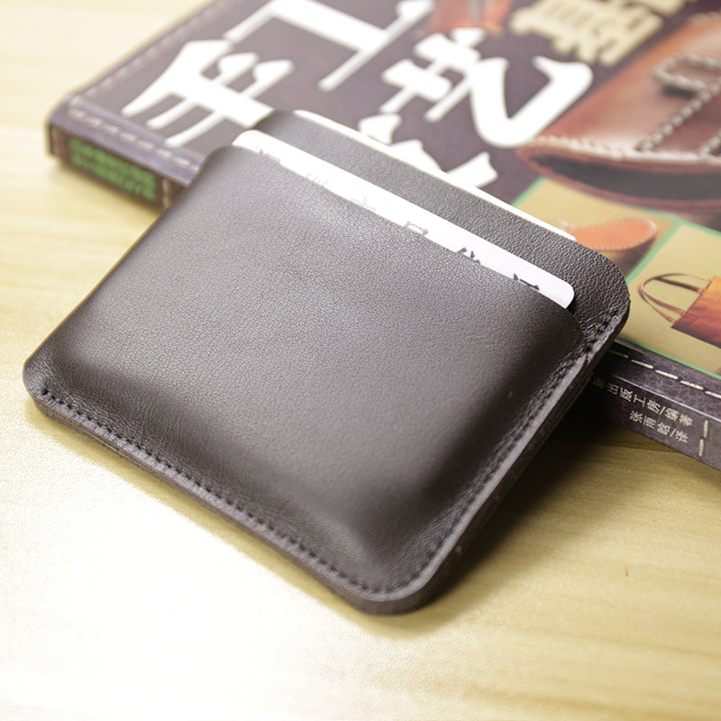 Vintage Womens Black Leather Slim Card Holder Wallet Minimalist Card Holders Wallet for Ladies