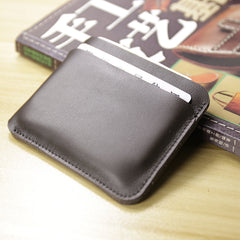 Vintage Womens Brown Leather Slim Card Holder Wallet Minimalist Card Holders Wallet for Ladies