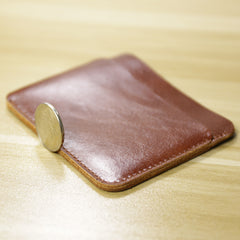 Vintage Womens Brown Leather Slim Card Holder Wallet Minimalist Card Holders Wallet for Ladies