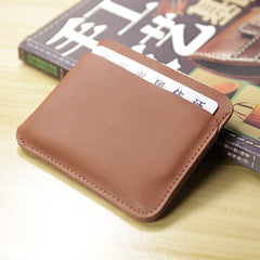 Vintage Womens Brown Leather Slim Card Holder Wallet Minimalist Card Holders Wallet for Ladies
