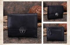 Vintage Womens Brown Leather Small Trifold Wallet billfold Wallet Purse for Ladies
