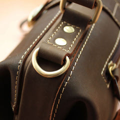 Vintage Womens Coffee Leather Doctor Handbags Shoulder Purse Coffee Doctor Purses for Women