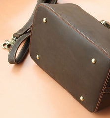 Vintage Womens Coffee Leather Doctor Handbags Shoulder Purse Coffee Doctor Purses for Women
