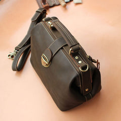 Vintage Womens Coffee Leather Doctor Handbags Shoulder Purse Coffee Doctor Purses for Women