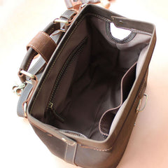 Vintage Womens Coffee Leather Doctor Handbags Shoulder Purse Coffee Doctor Purses for Women