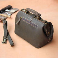 Vintage Womens Coffee Leather Doctor Handbags Shoulder Purse Coffee Doctor Purses for Women