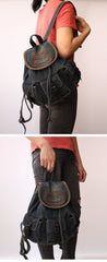 Vintage Womens Denim Backpacks School Backpack Blue Denim School Rucksack For Women