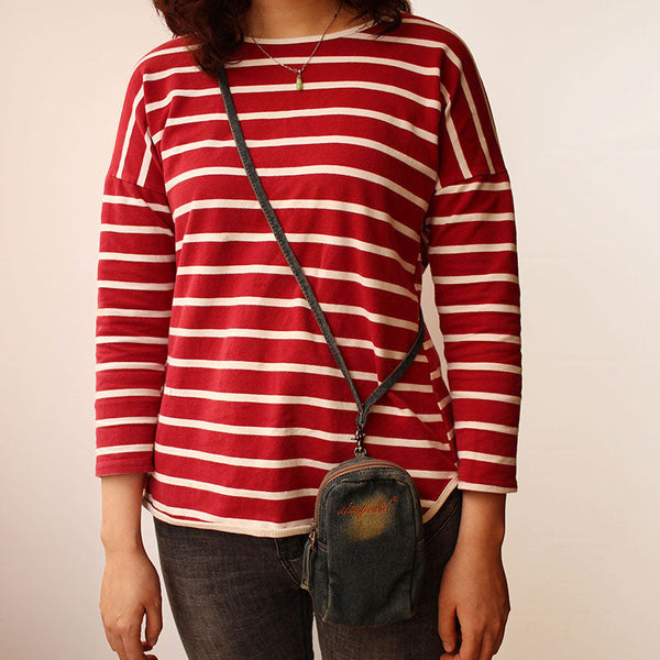 Vintage Womens Denim Mini Pouch with Shoulder - Back View